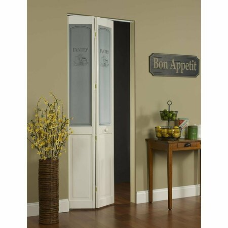 PARCHE 30 x 80 in. Half Glass Pantry Bifold Door, Unfinished Pine PA3568703